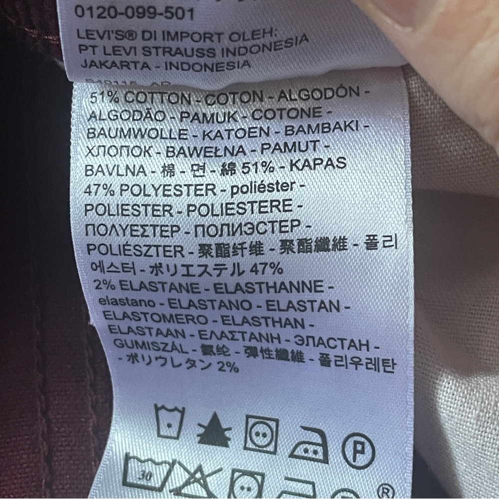 Levi's Ribcage Flare Wide Leg Cordoroy Pants High Rise Cowgirl Shiraz maroon 28 - Picture 12 of 16